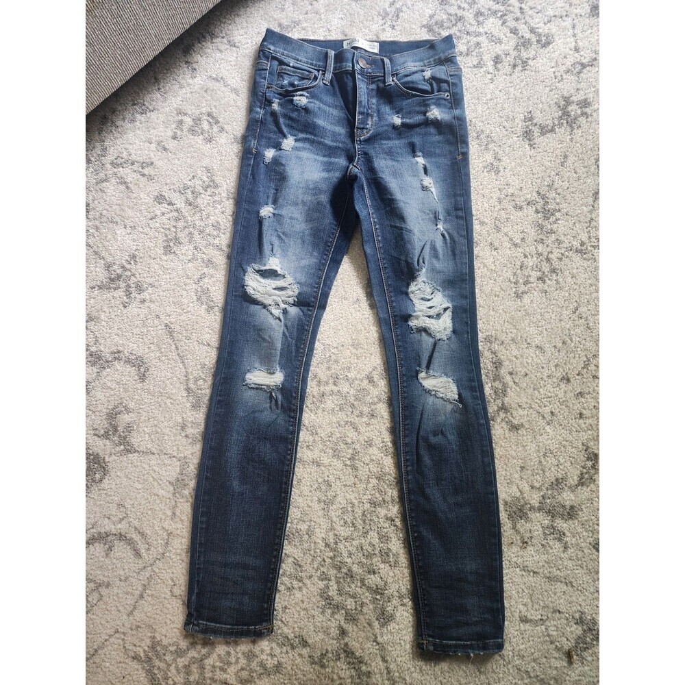 Mudd Womens Jeans Size 5 Juniors Blue Skinny Low-Rise Blue Distressed